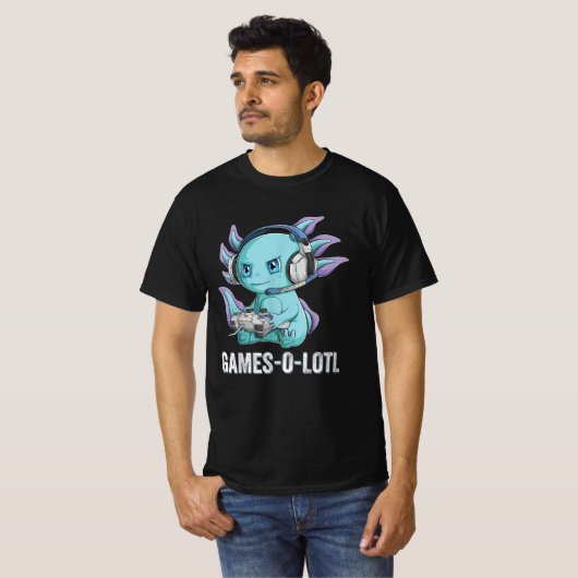 Gamesolotl Axolotl Video Gamer Kawaii Anime jongen T-shirt (Voorkant volledig)
