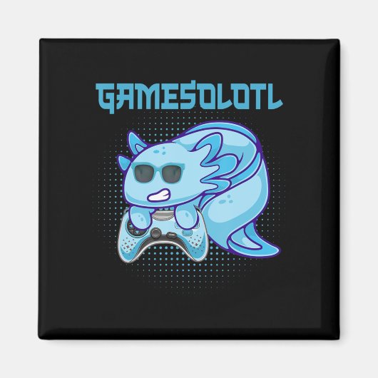 Gamesolotl Axolotl Video Gamer Kawaii Anime Kinder Magneet (Voorkant)