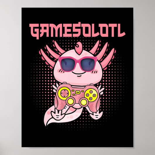 Gamesolotl Axolotl Video Gamer Kawaii Anime Kinder Poster (Voorkant)