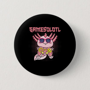 Gamesolotl Axolotl Video Gamer Kawaii Anime Kinder Ronde Button 5,7 Cm