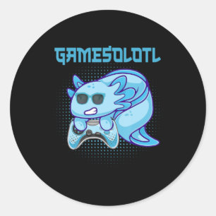 Gamesolotl Axolotl Video Gamer Kawaii Anime Kinder Ronde Sticker