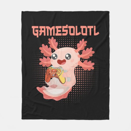 Gamesolotl Axolotl Video Gamer Kawaii Pastel Gothi Fleece Deken (Voorkant)