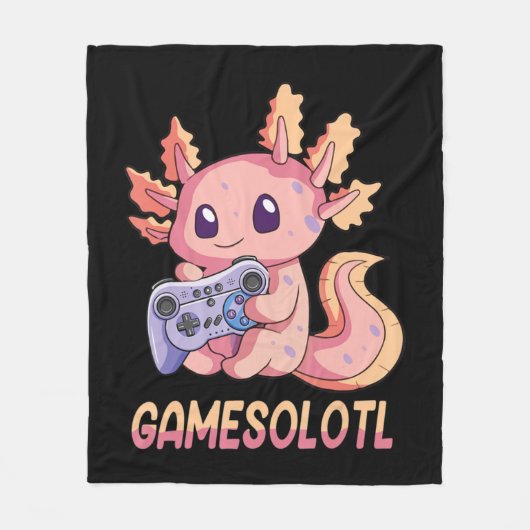 Gamesolotl Axolotl Video Gamer Kawaii Pastel Gothi Fleece Deken (Voorkant)