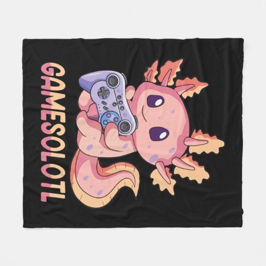Gamesolotl Axolotl Video Gamer Kawaii Pastel Gothi Fleece Deken (Voorkant (Horizontaal))