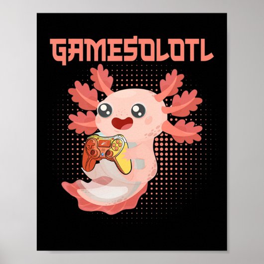 Gamesolotl Axolotl Video Gamer Kawaii Pastel Gothi Poster (Voorkant)