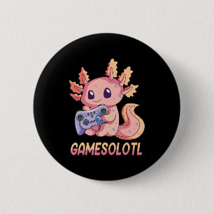 Gamesolotl Axolotl Video Gamer Kawaii Pastel Gothi Ronde Button 5,7 Cm