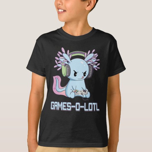 Gamesolotl Axolotl Video Gamer Kawaii Pastel Gothi T-shirt (Voorkant)