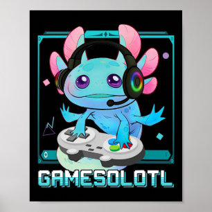 Gamesolotl Axolotl Videospeler Kawaii Pastel Goth Poster