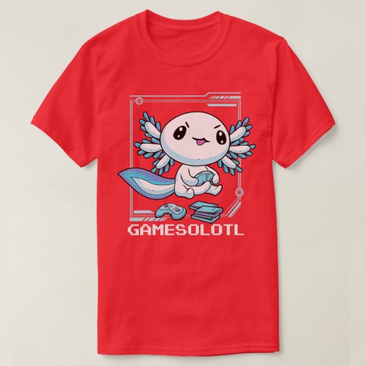 Gamesolotl Axolotl visspellen videogames Lizar T-shirt (Design voorkant)
