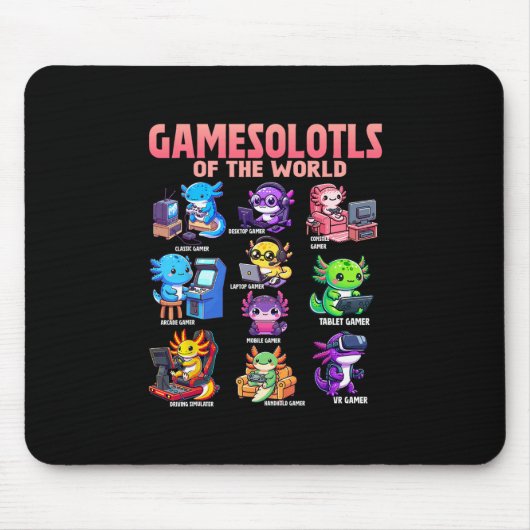 Gamesolotls Of The World Diverse Gamer Axolotl Ani Muismat (Voorkant)