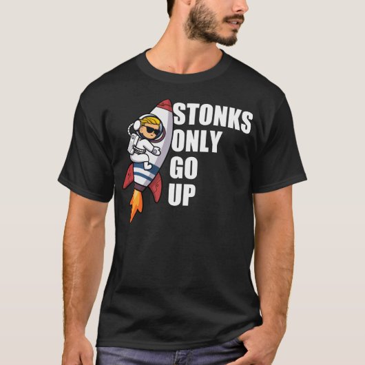 Gamestonk Rocket Stonks gaat alleen maar naar Funn T-shirt (Voorkant)