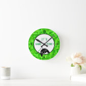 Gametijd | Groene gamer Pixels Ronde Klok (Huis)