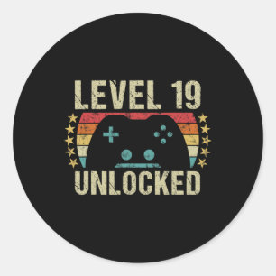 Gaming 19e verjaardag Gift 19-jarige jongen Ronde Sticker