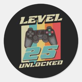 Gaming 25e verjaardagscadeau 25 jaar oude jongen ronde sticker