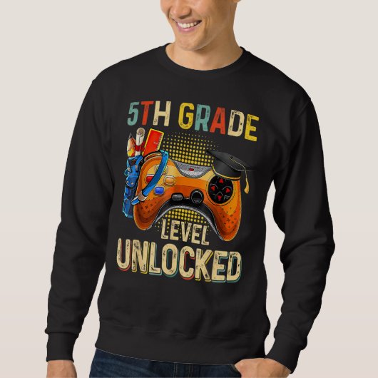 Gaming 5e klas niveau ontgrendeld eerste dag van s trui (Voorkant)