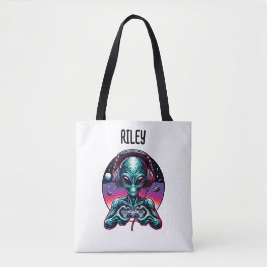 Gaming Alien Buitenaards Worden Gepersonaliseerd Tote Bag (Voorkant)