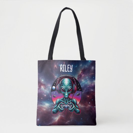 Gaming Alien Buitenaards Worden Gepersonaliseerd Tote Bag (Voorkant)