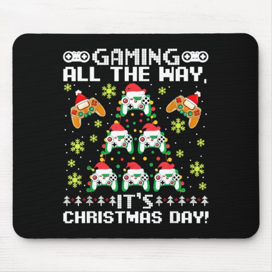 Gaming All The Way Its Christmas Day Video Gamer C Muismat (Voorkant)