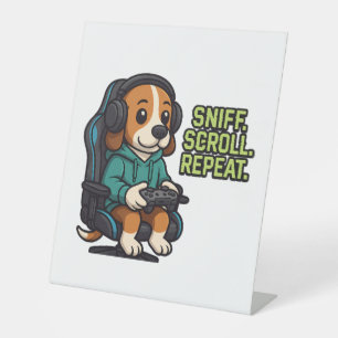 Gaming Beagle Cartoon Hoodie Gamer Dog Design Reclamebord Met Voetstuk