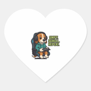 Gaming Beagle Cartoon Trui Gamer Hond Ontwerp Hart Sticker