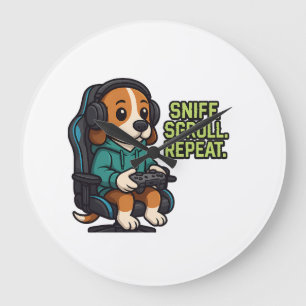 Gaming Beagle Cartoon-trui Gamer Hondenontwerp Grote Klok