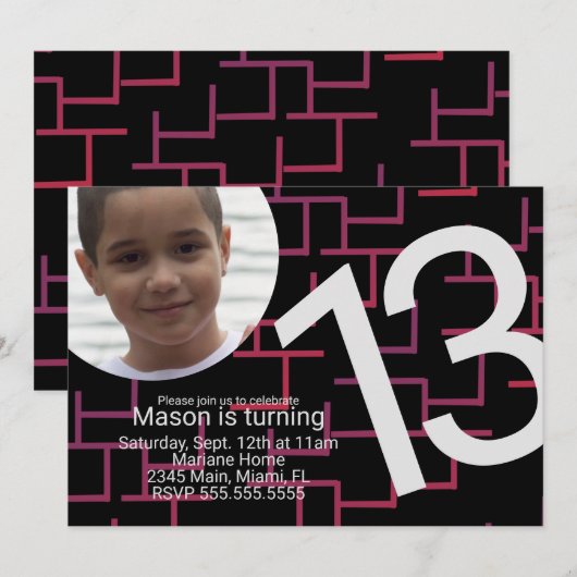 Gaming Birthday Party Maze Gamer Fotouitnodiging Kaart (Voorkant / Achterkant)