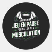 Gaming Bodybuilding Video Games Geek Gamer Gift Vo Ronde Sticker (Voorkant)