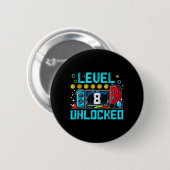 Gaming Boy Level 8 Ontgrendeld 8e Verjaardagsvideo Ronde Button 5,7 Cm (Voorkant /achterkant)