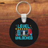 Gaming Boy Level 8 Ontgrendeld 8e Verjaardagsvideo Sleutelhanger (Voorkant)