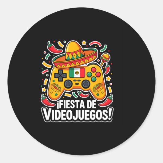 Gaming cinco de mayo basketbal  ronde sticker (Voorkant)