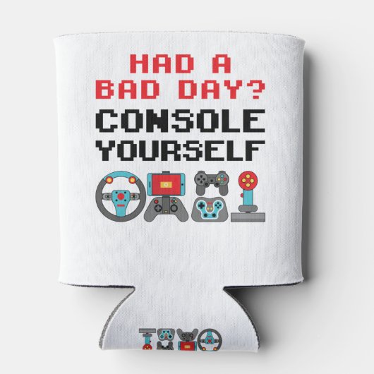 Gaming Console Funny Pun Gamer Video Games Player Blikjeskoeler (Achterkant)