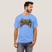 Gaming Controller Mandala Bloemmotief Cool Game T-shirt (Voorkant volledig)