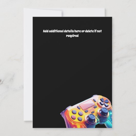 Gaming controller oranje zwarte neon gamer partij kaart (Achterkant)