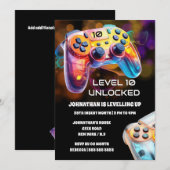 Gaming controller oranje zwarte neon gamer partij kaart (Voorkant / Achterkant)