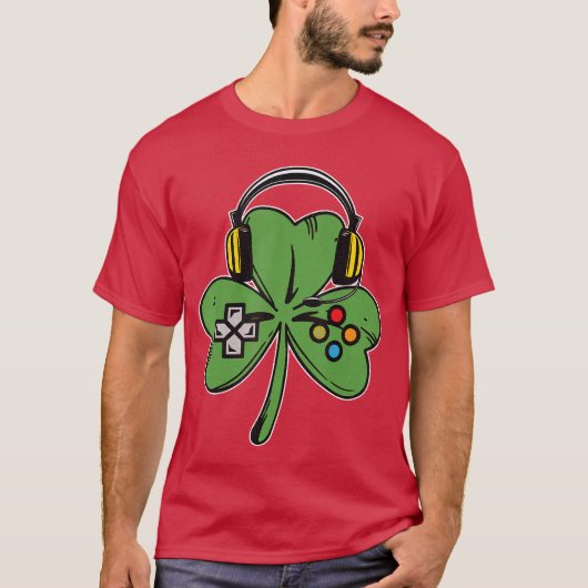 Gaming Controller St. Patrick's Day Shamrock Gamer T-shirt (Voorkant)