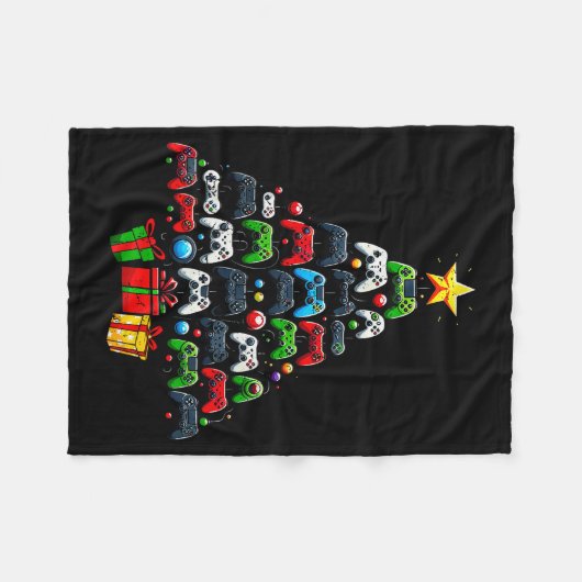 Gaming Controllers Christmas Tree Funny Gamer Boys Fleece Deken (Voorkant (Horizontaal))