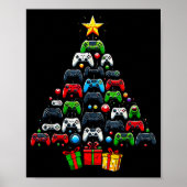 Gaming Controllers Christmas Tree Funny Gamer Boys Poster (Voorkant)