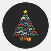 Gaming Controllers Christmas Tree Funny Gamer Boys Ronde Sticker (Voorkant)