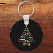 Gaming Controllers Christmas Tree Funny Gamer Boys Sleutelhanger (Voorkant)