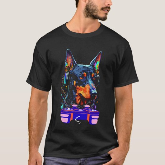 Gaming Doberman Pinscher Dog Player Video Gamer M T-shirt (Voorkant)
