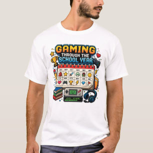 Gaming door het schooljaar Retro Pixel Gamer T-shirt