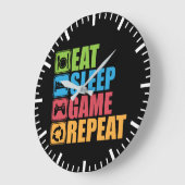 Gaming - Eat, Slaap, Game, Herhaal - Gamer, grappi Grote Klok (Hoek)