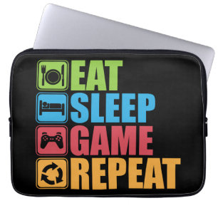 Gaming - Eat, Slaap, Game, Herhaal - Gamer, grappi Laptop Sleeve