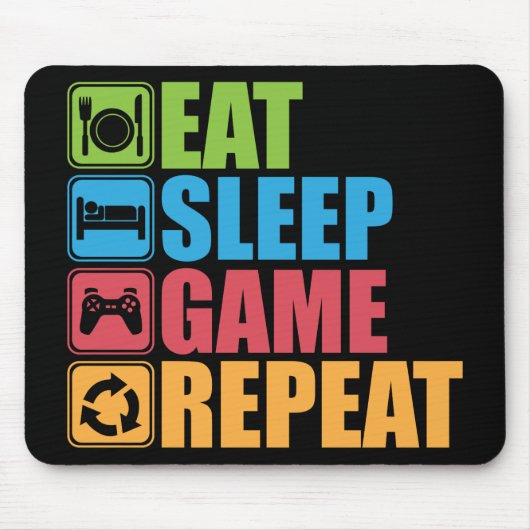 Gaming - Eat, Slaap, Game, Herhaal - Gamer, grappi Muismat (Voorkant)