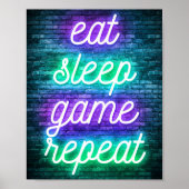 Gaming Eat Sleep Herhaal Poster (Voorkant)