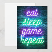 Gaming Eat Sleep Herhaal Save The Date (Voorkant / Achterkant)