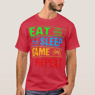 Gaming Eet Slaap Spel Herhaal Geschenk Multiplayer T-shirt
