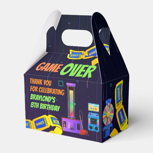 Gaming en Arcade Birthday Favor Box Bedankdoosjes (Voorkant Zijde)