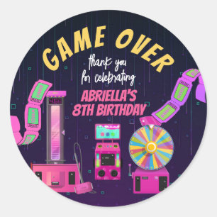 Gaming en Arcade Birthday Hartelijk dank Ronde Sticker