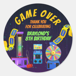 Gaming en Arcade Birthday Hartelijk dank Ronde Sticker